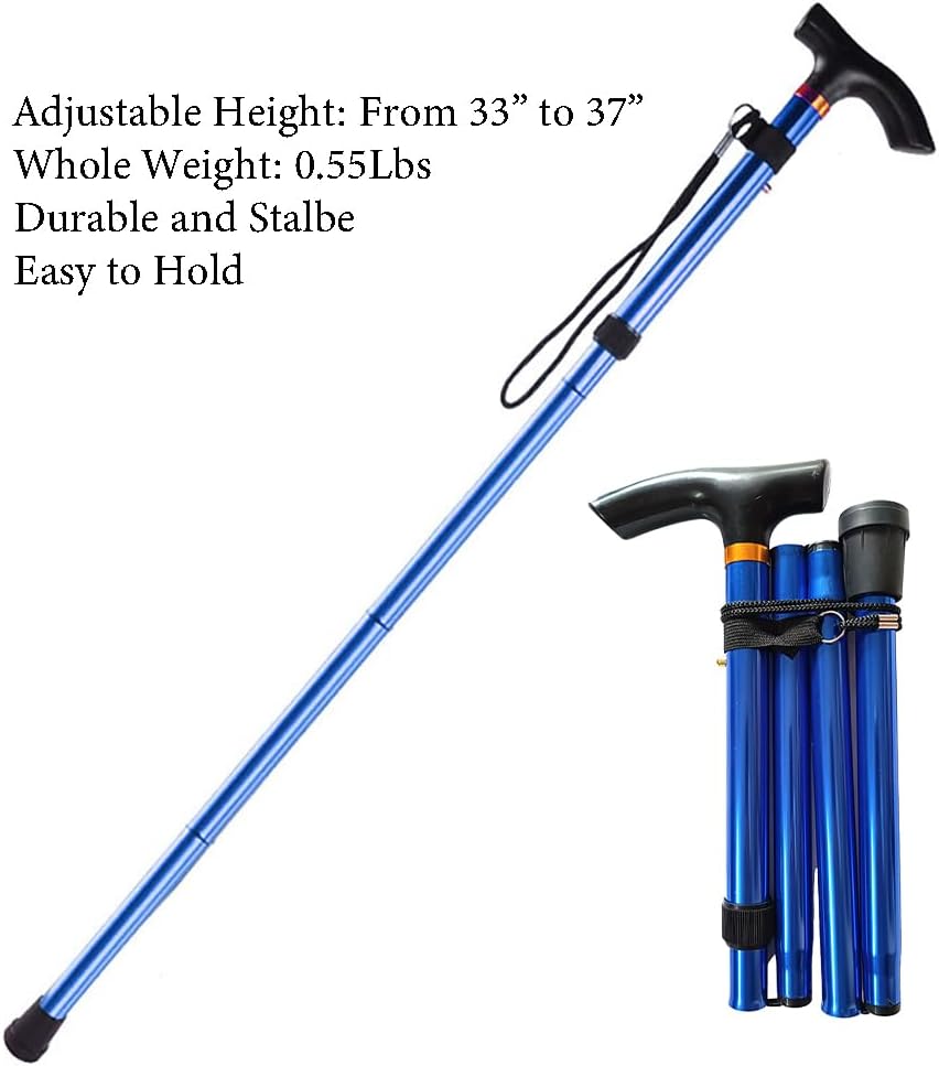 Collapsible Walking Stick, Lightweight Cane for Men & Women, Adjustable Trekking Poles, Balance Canes, Folding Walking Sticks for Hiking, Gear, Gifts for niors