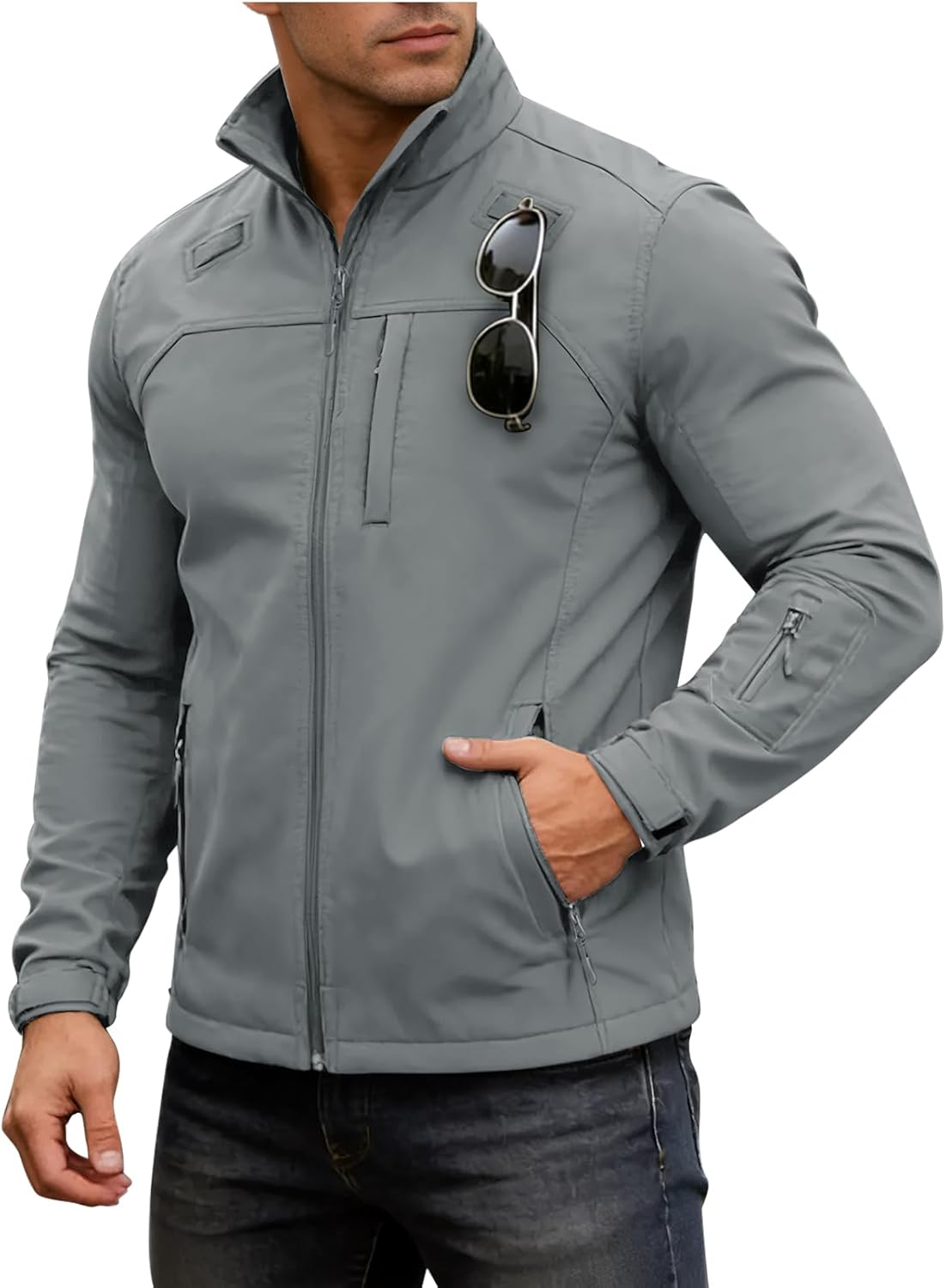 Men's Lightweight Softshell Jacket Fleece Lined Waterproof Windbreaker Tactical Jackets for Outdoor Hiking