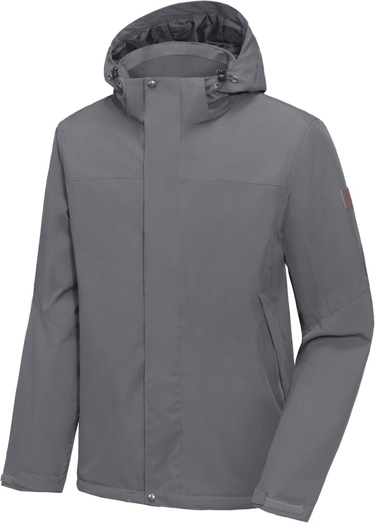 Men's Waterproof Ski Snowboarding Jacket Windproof Warm Coat with Detachable Hood