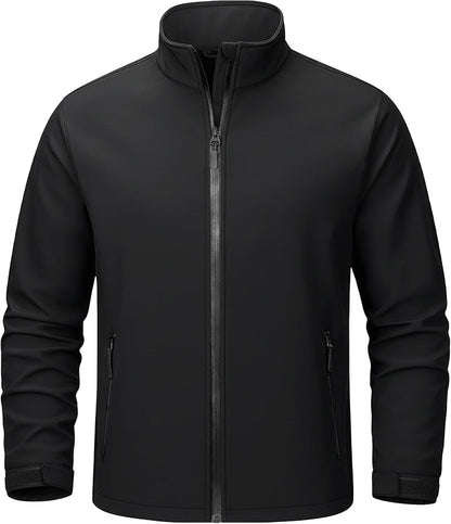 Men's Lightweight Softshell Jacket Waterproof Lightweight Fleece Lined Winter Coat with 4 Pockets Windbreaker