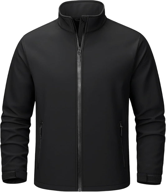 Men's Lightweight Softshell Jacket Waterproof Lightweight Fleece Lined Winter Coat with 4 Pockets Windbreaker