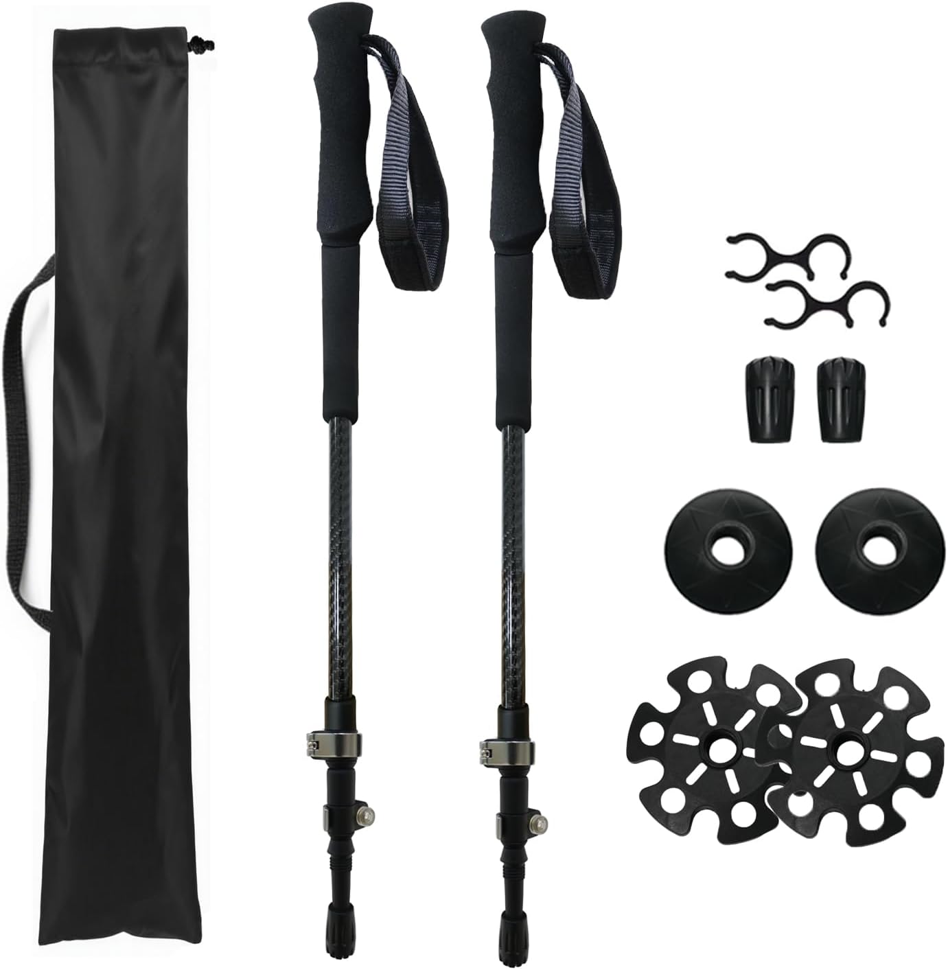 Hiking Poles 2 Pack - Collapsible Lightweight Carbon Fiber Trekking Poles, Adjustable & Foldable for Backpacking, EVA Sweat-Absorbent Non-Slip Grips, Portable Hiking Stick for Women, Men/Seniors Gear