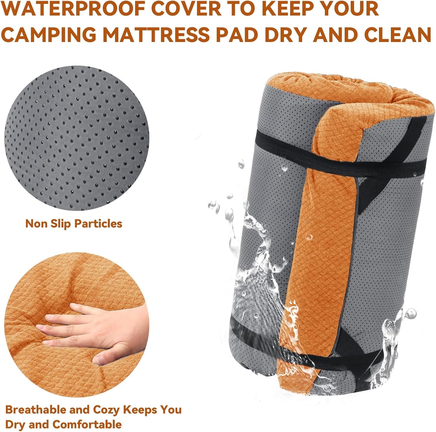 Memory Foam Camping Mattress, Portable Adult Sleeping Mat, Waterproof Mattress