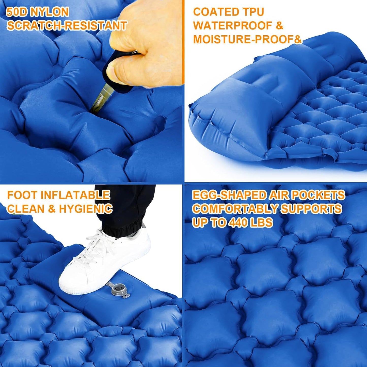 Double Sleeping Mat, Ultralight 4-inch Thick Self-Inflating Sleeping Mat