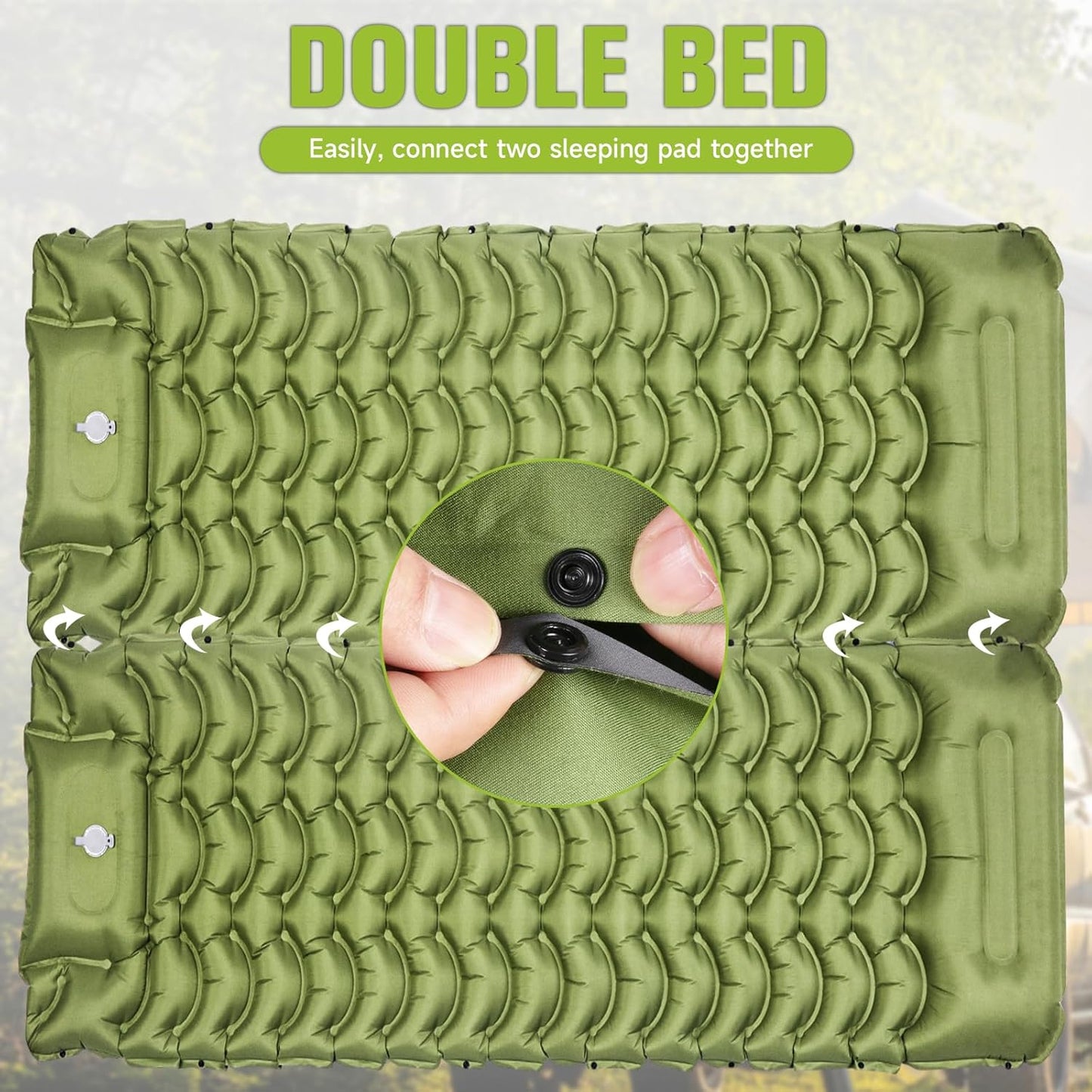 Ultralight Inflatable Camping Sleeping Mat with Pillow and Built-in Air Pump