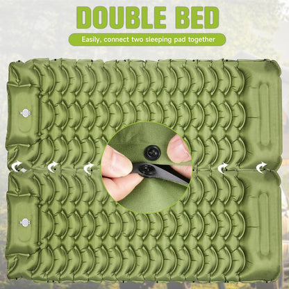 Ultralight Inflatable Camping Sleeping Mat with Pillow and Built-in Air Pump