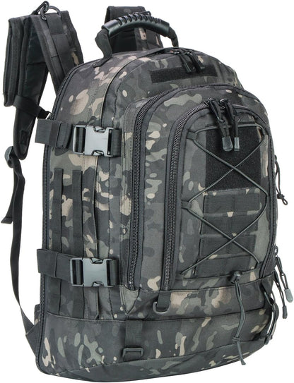 Large Tactical Backpack for Men Military Backpack with DIY System for Travel, Work,Camping,Hunting,Hiking,Sports (Night Camo)