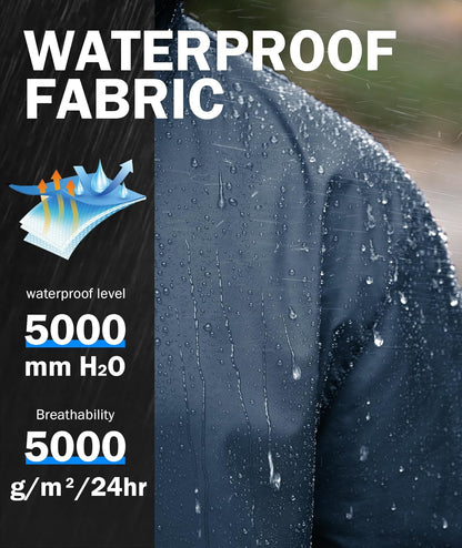 Men's Rain Jacket Waterproof with Hood Lightweight Raincoat for Golf Hiking Camping Cycling