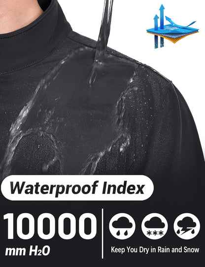 Men's Lightweight Softshell Jacket Waterproof Lightweight Fleece Lined Winter Coat with 4 Pockets Windbreaker